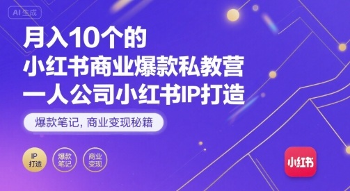 月入10个的小红书商业爆款私教营，一人公司小红书IP打造，爆款笔记，商业变现秘籍-学习笔记资源库