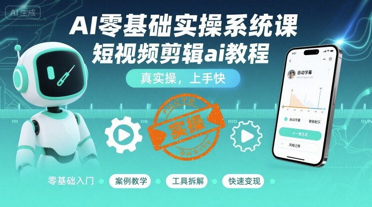 AI零基础实操系统课，短视频剪辑ai教程，真实操，上手快-学习笔记资源库