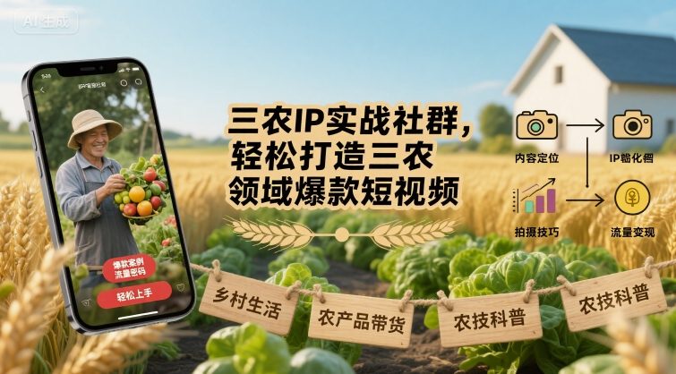三农IP实战社群，轻松打造三农领域爆款短视频-学习笔记资源库