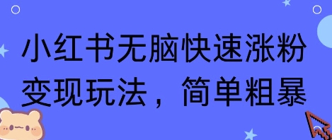 小红书无脑快速涨粉变现玩法，简单粗暴-学习笔记资源库