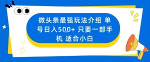微头条最强玩法介绍一个号日入5张+只要一部手机适合小白-学习笔记资源库