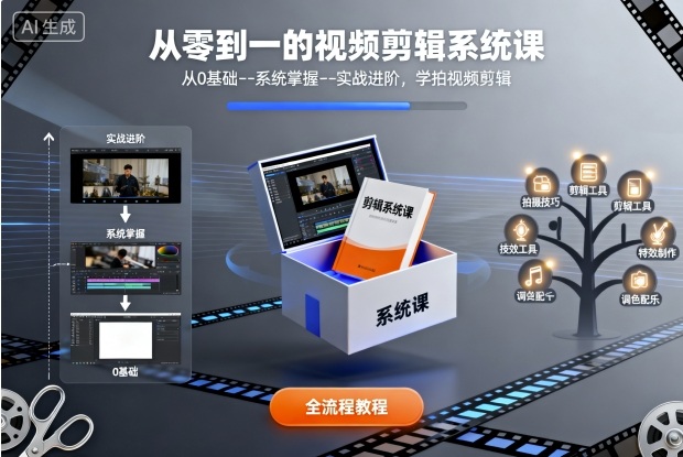 从零到一的视频剪辑系统课，从0基础–系统掌握–实战进阶，学拍视频剪辑-学习笔记资源库