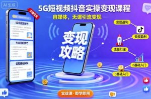 5G短视频抖音实操变现课程,自媒体,无谓引流变现-学习笔记资源库