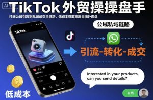 TikTok外贸操盘手,打通公域引流到私域成交全链路,低成本获取高质量海外询盘-学习笔记资源库