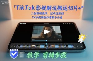 TikTok影视解说搬运切片+二创剪辑教学，过中过原创，TK中视频创作者新手必看-学习笔记资源库