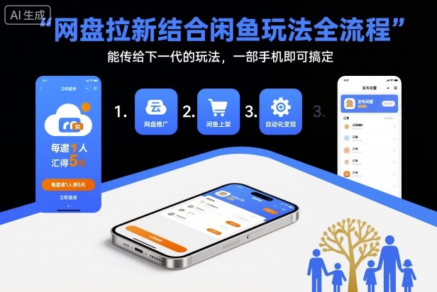 网盘拉新结合闲鱼玩法全流程，能传给下一代的玩法，一部手机即可搞定（附入口渠道以及实操教程）-学习笔记资源库