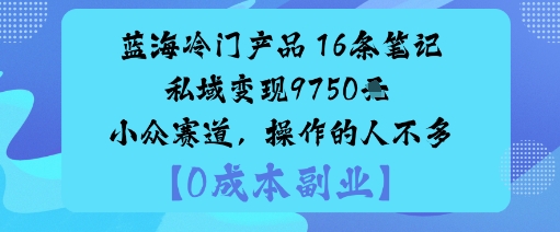 蓝海冷门产品：16条笔记私域变现9750米小众赛道，操作的人不多-学习笔记资源库