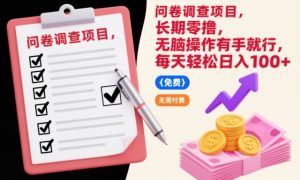 问卷调查项目,长期零撸,无脑操作有手就行,每天轻松日入100+【揭秘】-学习笔记资源库