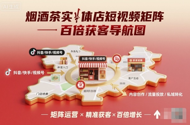 烟酒茶实体店短视频矩阵百倍获客导航图-学习笔记资源库