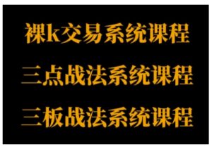 裸K体系、三点体系、三板体系三套系统课程，从基础到进阶，助力交易者构建系统化交易思路-学习笔记资源库