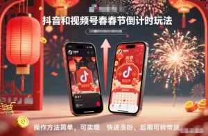 抖音和视频号,春节倒计时玩法,操作方法简单,可实现快速涨粉,后期可转带货-学习笔记资源库