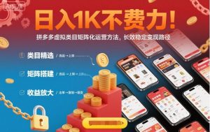 日入1K不费力!拼多多虚拟类目矩阵化运营方法,长效稳定变现路径-学习笔记资源库