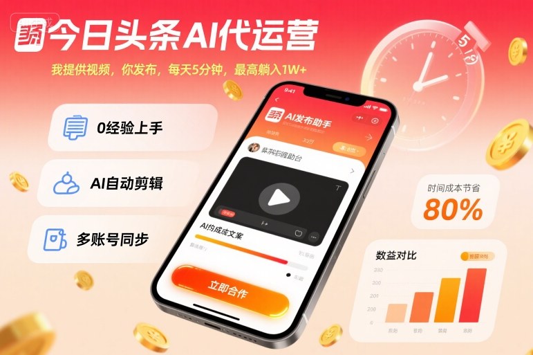 今日头条AI代运营，我提供视频，你发布，每天5分钟，最高躺入1W+【揭秘】-学习笔记资源库