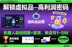 解锁虚拟品高利润密码:机器人自动回复+发货,单店月1-5W【揭秘】-学习笔记资源库