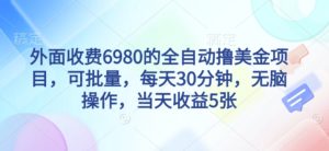 外面收费6980的全自动撸美刀项目,可批量,每天30分钟,无脑操作,当天收益5张【揭秘】-学习笔记资源库