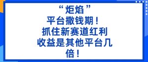 “炬焰”:平台撒钱期!抓住新赛道红利,5分钟二创内容,收益是其他平台几倍!-学习笔记资源库