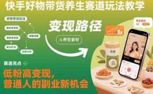 快手好物带货养生赛道玩法教学,低粉高变现,普通人的副业新机会-学习笔记资源库