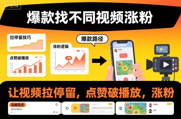 爆款找不同视频涨粉，让视频拉停留，实现点赞，破播放，涨粉-学习笔记资源库