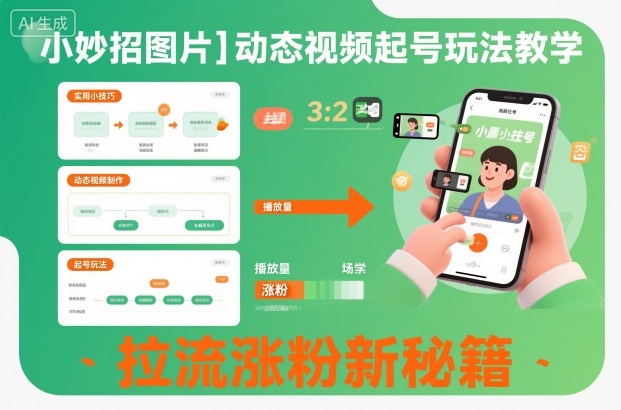 小妙招图片＋动态视频起号玩法教学，拉流涨粉新秘籍-学习笔记资源库