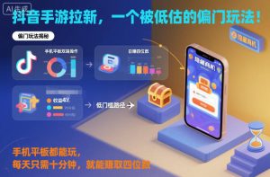 抖音手游拉新,一个被低估的偏门玩法!手机平板都能玩,每天只需十分钟,就能賺取四位数【揭秘】-学习笔记资源库