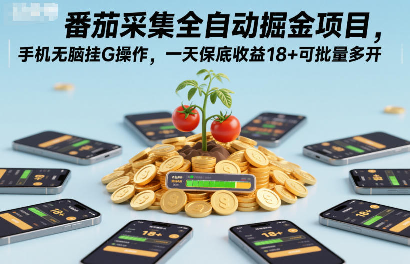 番茄采集全自动掘金项目，手机无脑挂G操作，一天保底收益18+可批量多开【揭秘】-学习笔记资源库