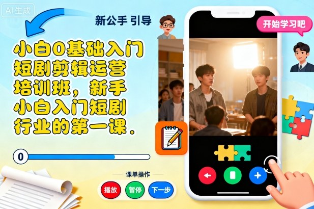 小白0基础入门短剧剪辑运营培训班，新手小白入门短剧行业的第一课-学习笔记资源库