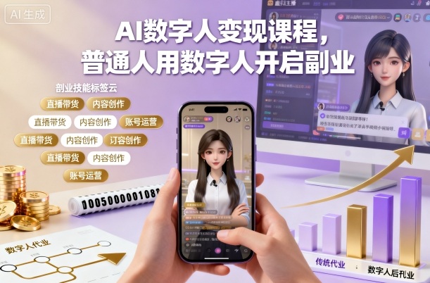 AI数字人变现课程，普通人用数字人开启副业-学习笔记资源库