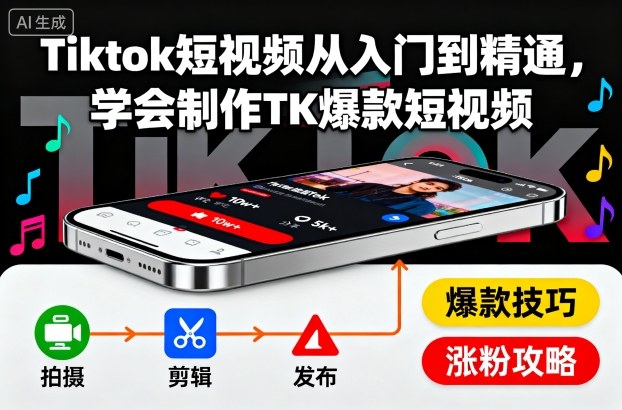 Tiktok短视频从入门到精通，学会制作TK爆款短视频-学习笔记资源库
