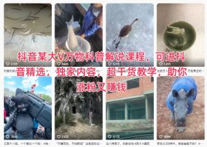 抖音某大V万物科普解说课程,可进抖音精选,独家内容,超干货教学,助你涨粉又賺钱-学习笔记资源库
