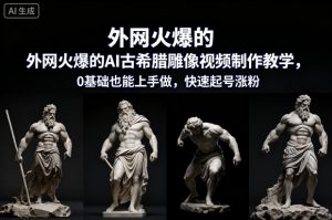 外网火爆的AI古希腊雕像视频制作教学,0基础也能上手做,快速起号涨粉-学习笔记资源库