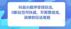 抖音小程序变现玩法,0粉丝也可以做,不需要成本,简单的玩法教程-学习笔记资源库