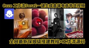 coze智能体sora2一键生成电商带货高端视频工作流保姆级拆解教程,无需剪辑,无需拍摄-学习笔记资源库