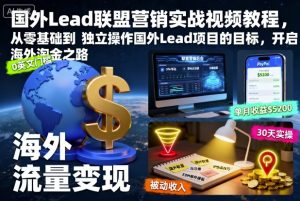 国外Lead联盟营销实战视频教程,从零基础到独立操作国外Lead项目的目标,开启海外淘金之路-学习笔记资源库