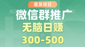 首发项目,微信群推广掘金,多号矩阵无脑日入3-5张【揭秘】-学习笔记资源库