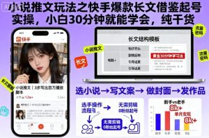 小说推文玩法之快手爆款长文借鉴起号实操,小白30分钟就能学会,纯干货-学习笔记资源库