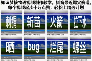 知识梦核物语视频制作教学,抖音最近爆火赛道,每个视频起步十万点赞,轻松上精选计划-学习笔记资源库