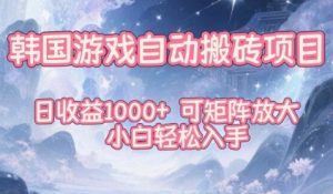 韩国游戏自动搬砖项目,日收益1k+,可矩阵放大,小白轻松入手【揭秘】-学习笔记资源库