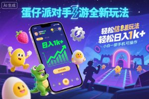 蛋仔派对手游全新玩法，轻松日入1k+，风口信息差玩法，当天见收益，小白一部手机可操作-学习笔记资源库