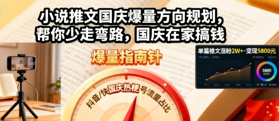 小说推文国庆爆量方向规划，帮你少走弯路，国庆在家搞钱-学习笔记资源库