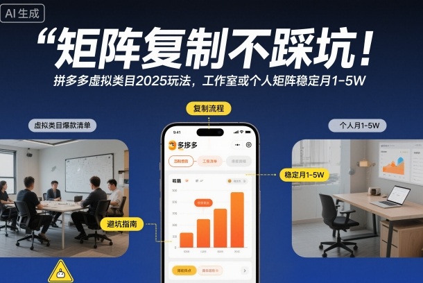 矩阵复制不踩坑！拼多多虚拟类目2025玩法，工作室或者个人矩阵稳定月1-5W【揭秘】-学习笔记资源库