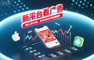 新平台看广告,养好机一条0.3到5米,每天上限100条,支持苹果安卓可批量操作-学习笔记资源库