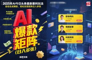 2025年AI今日头条最新暴利玩法,自动生成爆款,轻松实现矩阵日入多张-学习笔记资源库