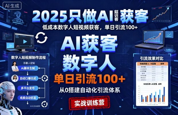 2025只做AI获客，AI超级获客实训营，低成本数字人短视频获客，单日引流100+-学习笔记资源库