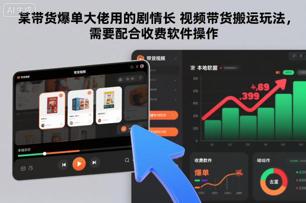 某带货爆单大佬用的剧情长视频带货搬运玩法，需要配合收费软件操作-学习笔记资源库