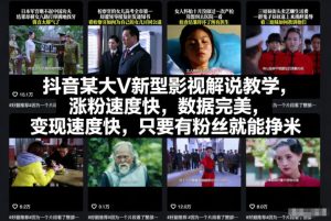 抖音某大V新型影视解说教学,涨粉速度快,数据完美,变现速度快,只要有粉丝就能挣米-学习笔记资源库