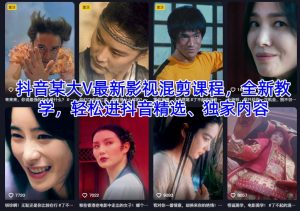 抖音某大V最新影视混剪课程,全新教学,轻松进抖音精选、独家内容-学习笔记资源库